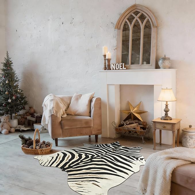 BENRON Zebra Print Area Rug, Cute Animal Hides and Skins - Image 5