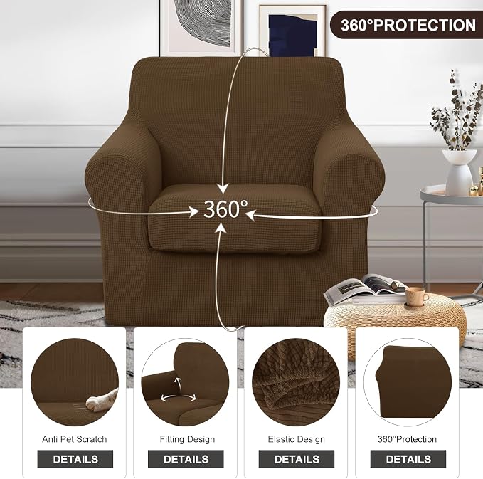 U-NICE HOME 2 Pieces Chair Covers Stretch Couch Cover Sofa Cover Washable Chair - Image 4