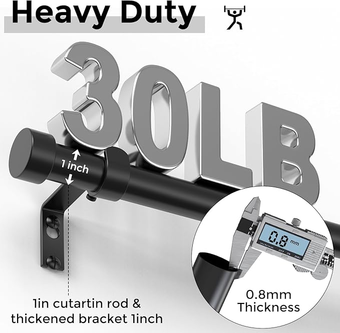 VOIIY 2 Pack Black Curtain Rods - Image 3