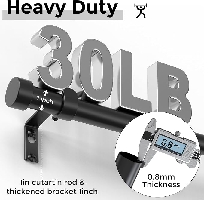 VOIIY Curtain Rods for Windows 18 to 42 Inch, Modern Adjustable Heavy Duty - Image 3