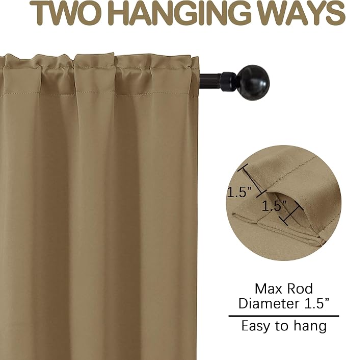 OVZME Taupe Blackout Curtains for Small Window Treatment, Light Blocking Short - Image 4