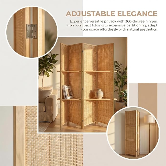 Bluecat 4 Panel Bamboo Room Divider - Image 9