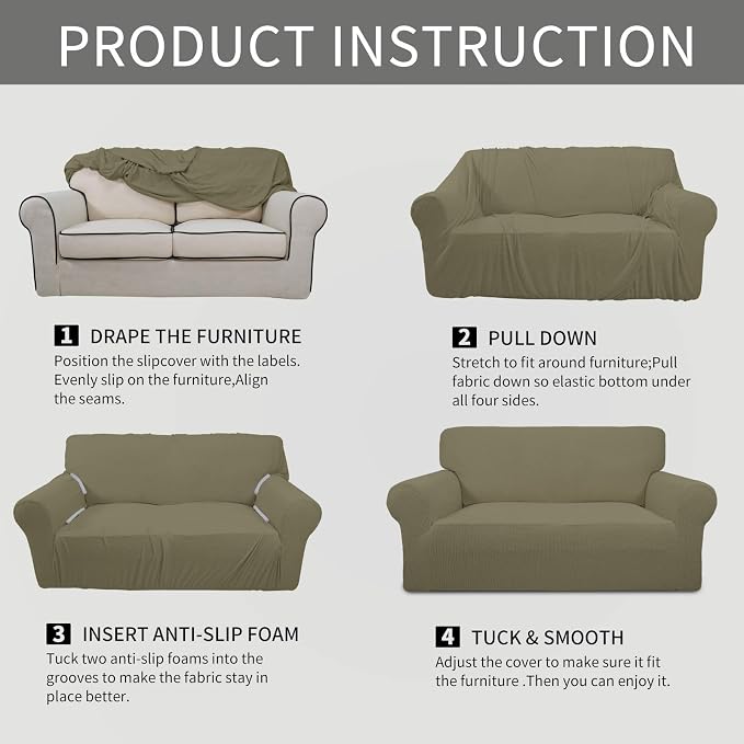 Easy-Going Stretch 4 Seater Sofa Slipcover 1-Piece Sofa Cover Furniture - Image 5