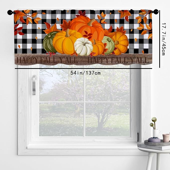 Fall Pumpkin Kitchen Curtains Thanksgiving Harvest Design - Image 3