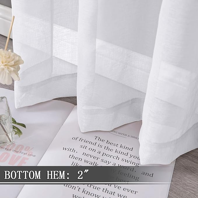 Tollpiz Short Sheer Curtain Linen Textured Bedroom Curtains Sheer Light - Image 4