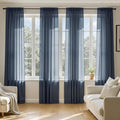 MIULEE Navy Blue Sheer Curtains 90 Inches Long, 4 Panels Set, Light Filtering by MIULEE