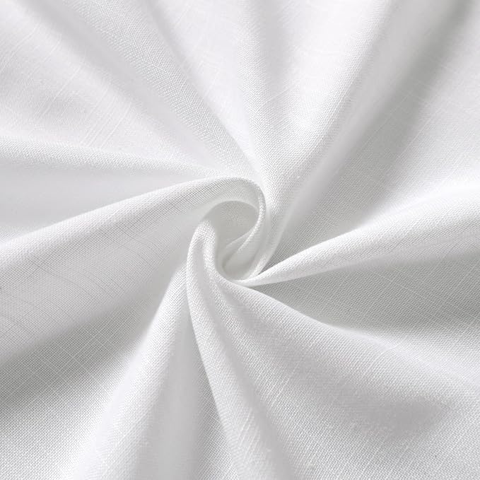 Nanspring White Semi Sheer Linen Curtains 72 inch Length - Image 6