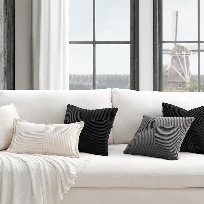 Topfinel Set of 2 Black Decorative Yellow Throw Pillow Covers 12x12 Inch - Image 2