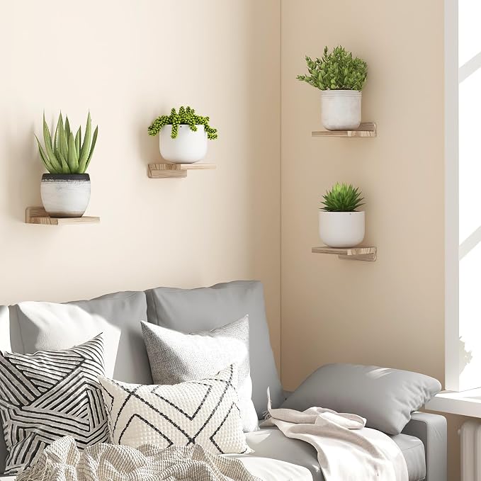 Fixwal Floating Shelves for Wall, Rustic Wood Small Wall Mounted Shelves for - Image 2