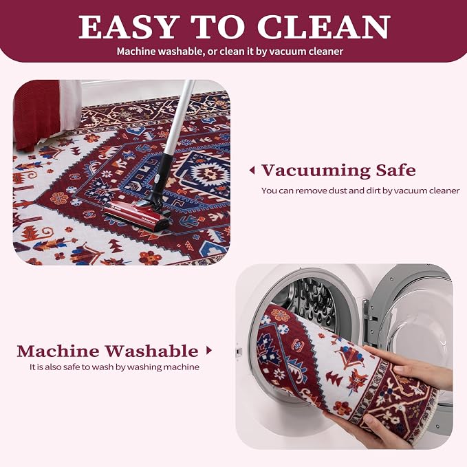 SERISSA 9x12 Area Rugs for Living Room, Large Washable Non-Slip Boho Rug - Image 4
