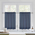 DWCN Navy Blue Sheer Curtains for Kitchen Windows by DWCN