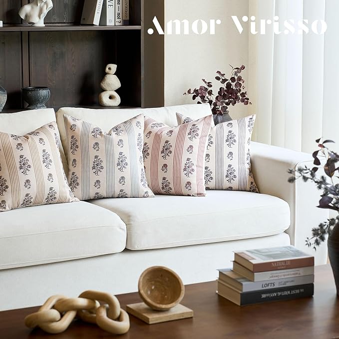 Amor Virisso Floral Throw Pillow Covers 24x24 Set of 2 Block Print Pillow - Image 7