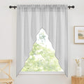 RYB HOME Half Window Swag Curtains, Linen Texture Wave Fabric Semi Sheer Valance by RYBHOME