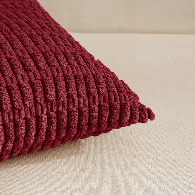 Fancy Homi 4 Packs Burgundy Decorative Throw Pillow Covers 24x24 Inch - Image 4