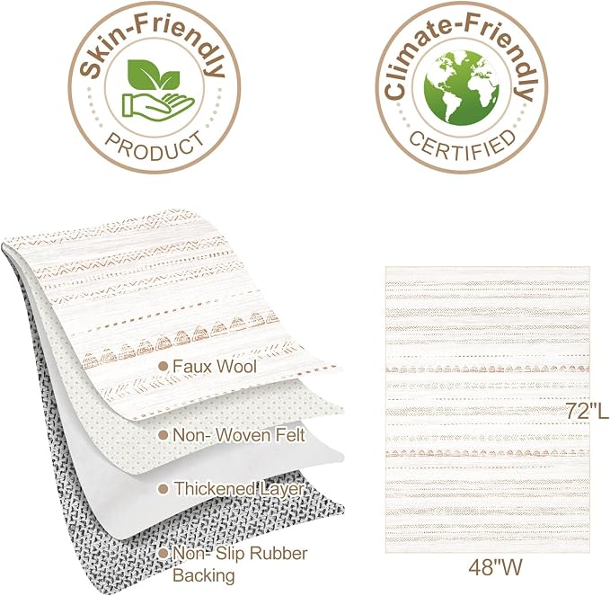 Nakagishi Area Rug Living Room Rugs: 3x5 Soft Machine Washable Boho Neutral - Image 3