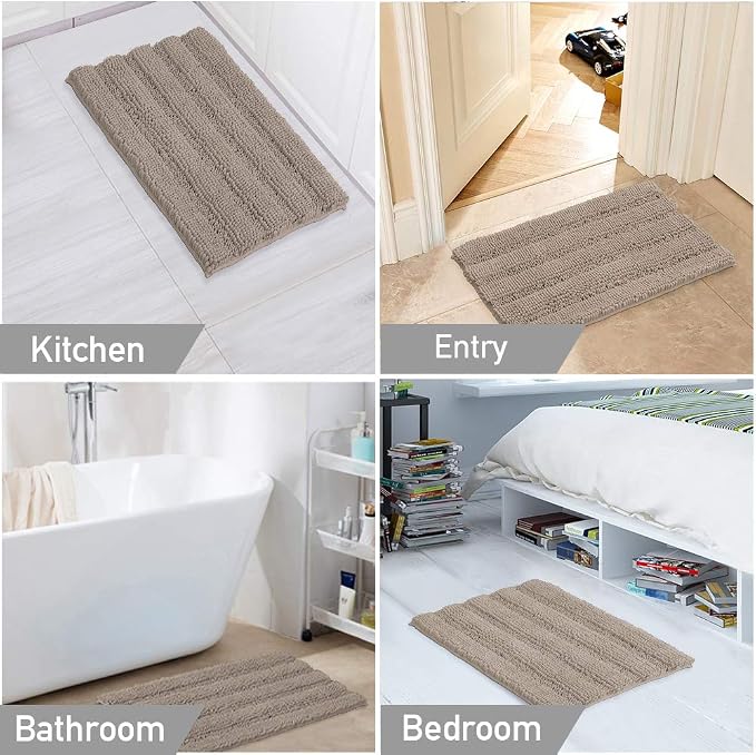Turquoize Chenille Bathroom Rugs Set Non-Slip Bath Mats - Image 6