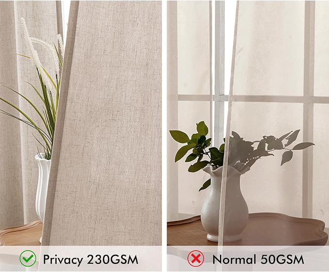 MIULEE Non-See-Through Privacy Linen Curtains 2 Panels, Light Filtering Window - Image 4