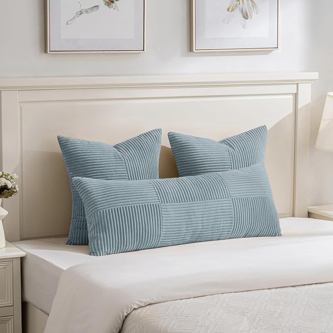 Fancy Homi Set of 2 Light Blue Decorative Throw Pillow Covers 20x20 Inch - Image 5