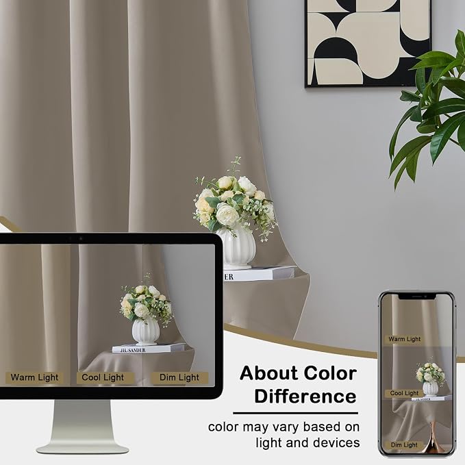 OVZME Stone Blackout Curtains for Bedroom 90 Inch Length 2 Panels, Room - Image 7