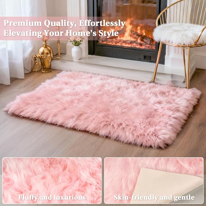 Faux Fur Rug - Faux Sheepskin Rug, Area Carpet Soft Fluffy Carpet 20 x 32 Inch - Image 4