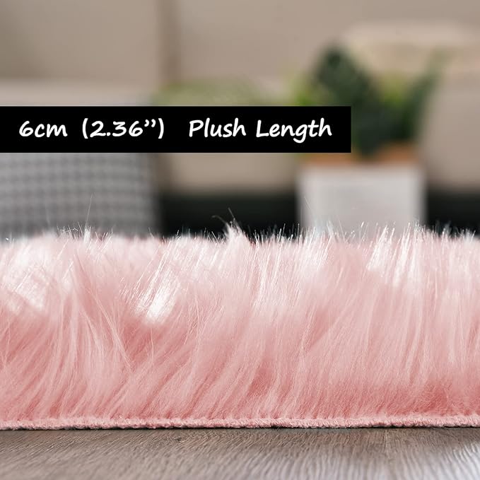 Goolela Pink Area Rug 5x8 Fluffy Fuzzy Furry Carpet - Image 3