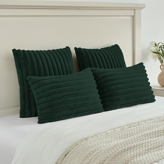 FUTEI Dark Green Decorative Throw Pillow Covers Set of 2, 12x20 Inch Soft - Image 5