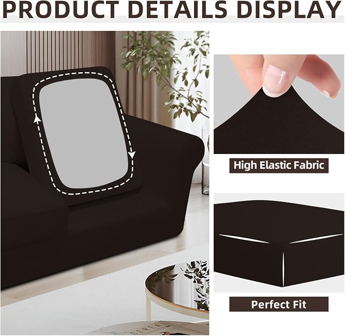 Easy-Going 5 Pieces Stretch Loveseat Cover Washable Loveseat Slipcover Set - Image 6