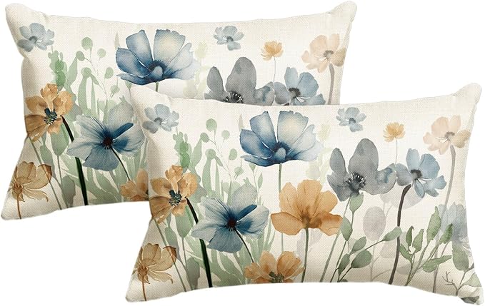 AVOIN colorlife Poppy Flowers Chinoiserie Throw Pillow Covers, 12 x 20 Inch by AVOINcolorlife