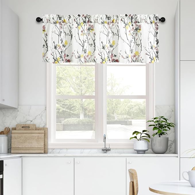 Leeva Yellow Flower Printing Valance Curtains - Image 2