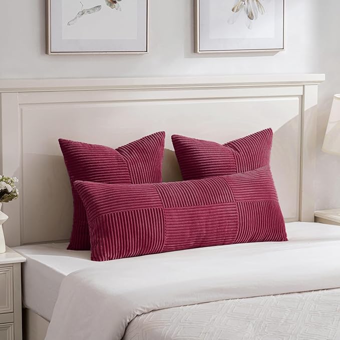 Fancy Homi 2 Packs Burgundy Red Decorative Throw Pillow Covers 20x20 Inch - Image 5