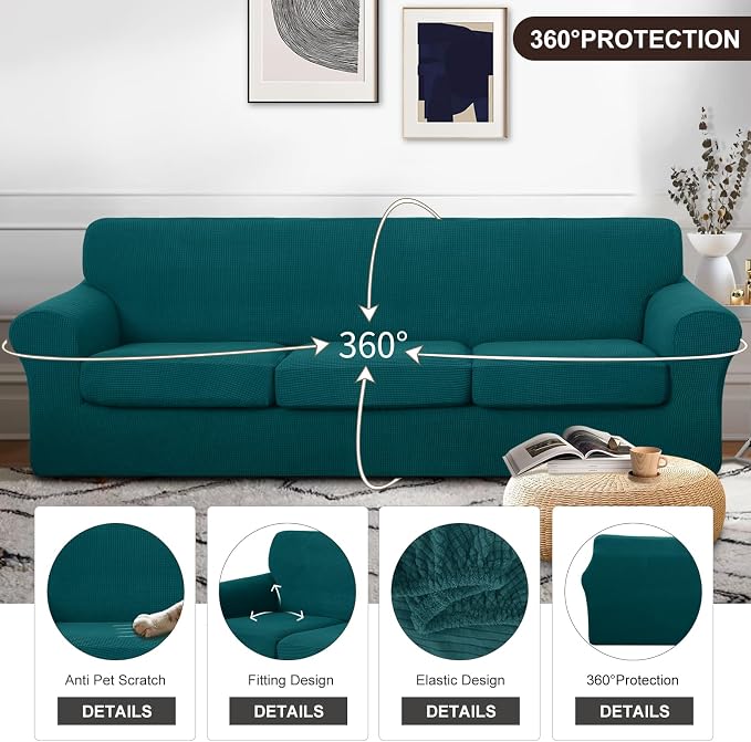 U-NICE HOME 4 Pieces Oversized Stretch Couch Cover Sofa Cover Washable Slipcover - Image 4