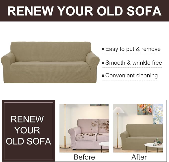 U-NICE HOME 4 Seater Stretch Couch Cover Sofa Cover Washable Sofa Slipcover - Image 5