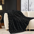 Cozy Bliss Deluxe Sheared Rabbit Faux Fur Throw Blanket, Soft Fuzzy High-Low by CozyBliss