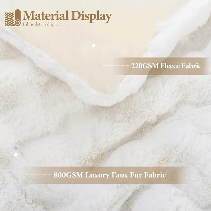 Touchat Luxury 1000GSM Rabbit Faux Fur Twin Blanket, Super Heavy Warm Cozy - Image 4