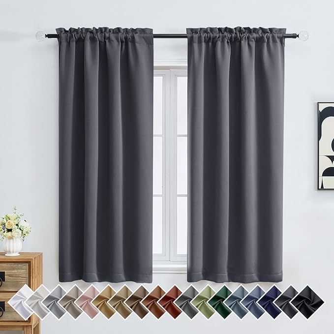 OVZME Charcoal Grey Blackout Curtains by OVZME