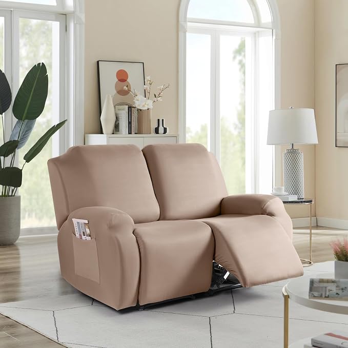 TAOCOCO Recliner Loveseat Slipcover, 2 Pieces Polyester Fabric Stretch Sofa - Image 8