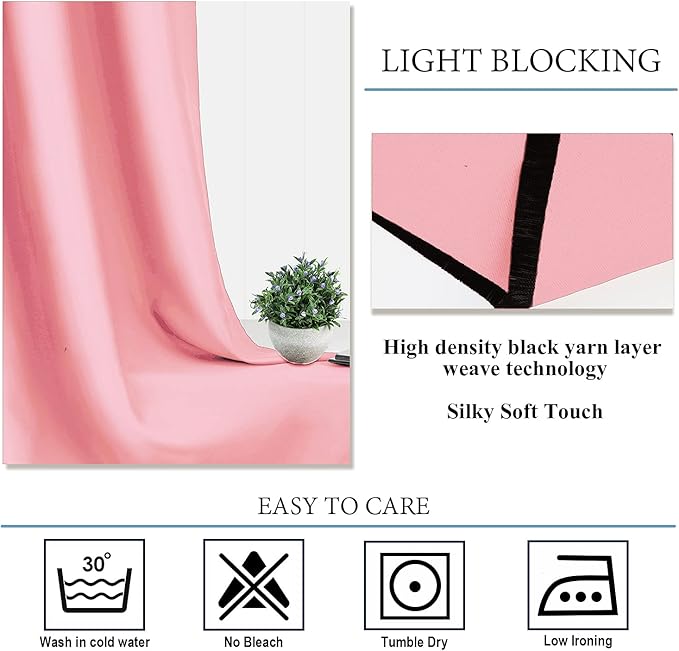 Diraysid Pink Grommet Blackout Curtains - Image 5