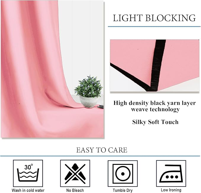 Diraysid Pink Grommet Blackout Curtains - Image 5