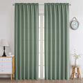 Chyhomenyc Sage Green Curtains 96 Inch Length 2 Panels Set, Faux Linen Textured by Chyhomenyc
