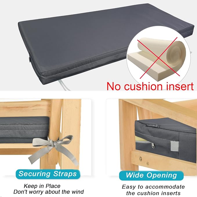 NettyPro Outdoor Patio Bench Swing Loveseat Cushion Cover, Water Resistant UV - Image 4