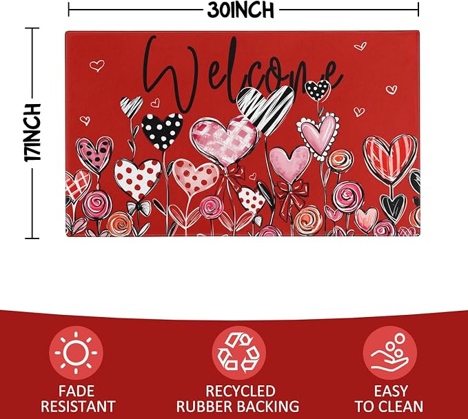 Valentine's Door Mat, Entryway Front Porch Welcome Mat - Image 3
