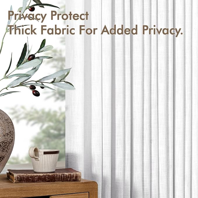MIULEE Pinch Pleated White Thick Linen Curtains 90 Inches Long 2 Panels - Image 7