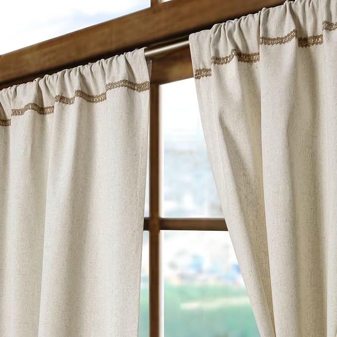 Cotton Linen Kitchen Curtains for Windows - Image 2