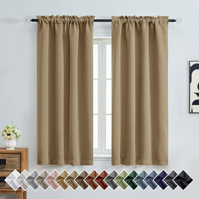 OVZME Taupe Blackout Curtains for Bedroom 63 Inch Length 2 Panels, Protect by OVZME