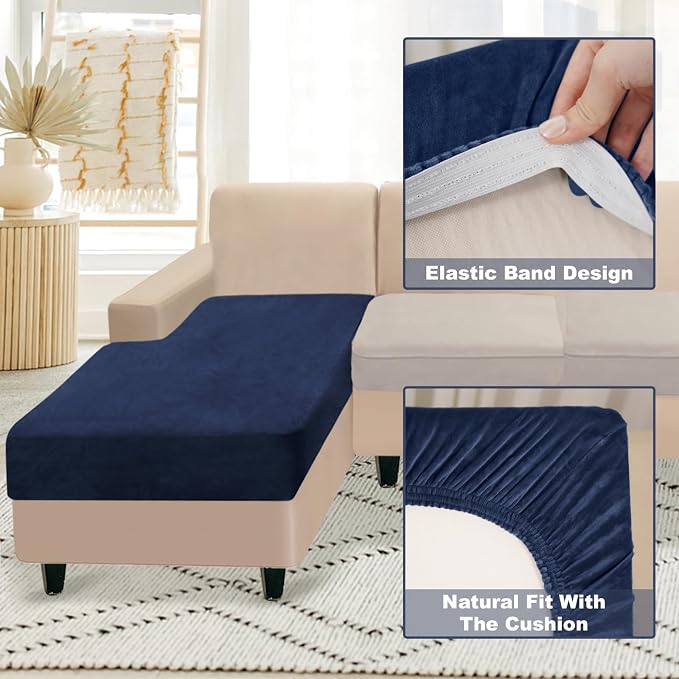 NAISI Sectional Couch Cover 1 Piece Velvet Separate Chaise Lounge Cover Soft - Image 4
