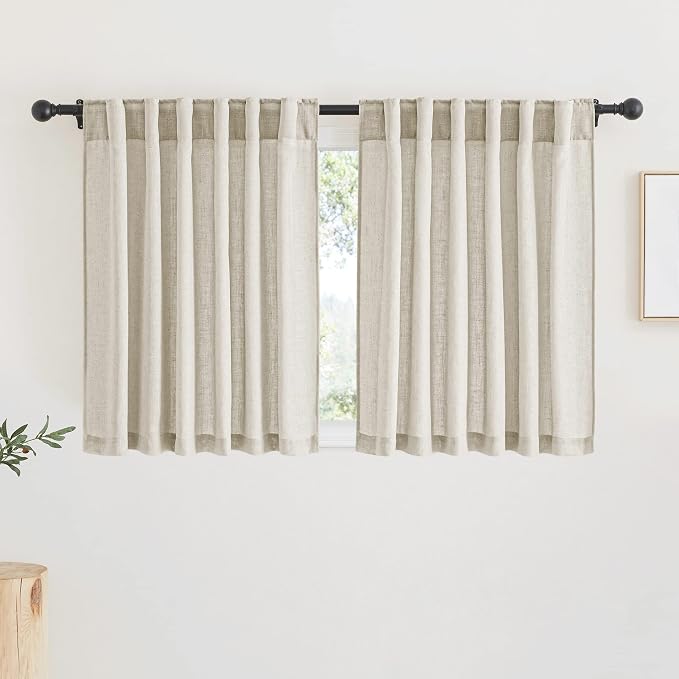 RYB HOME Sheer Linen Curtains, Small Light & Privacy Semi Translucent Curtains by RYBHOME
