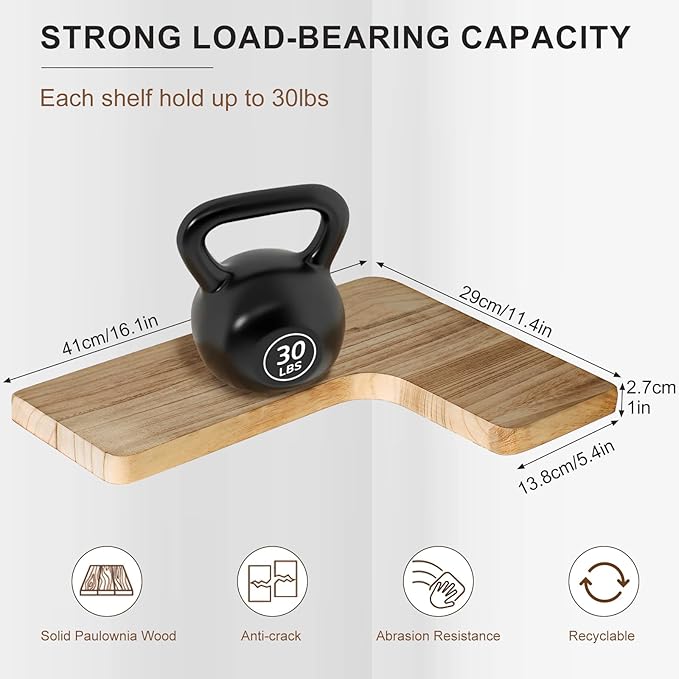 Floating Corner Shelves, Wall Shelf Set of 2, Shelves - Image 2