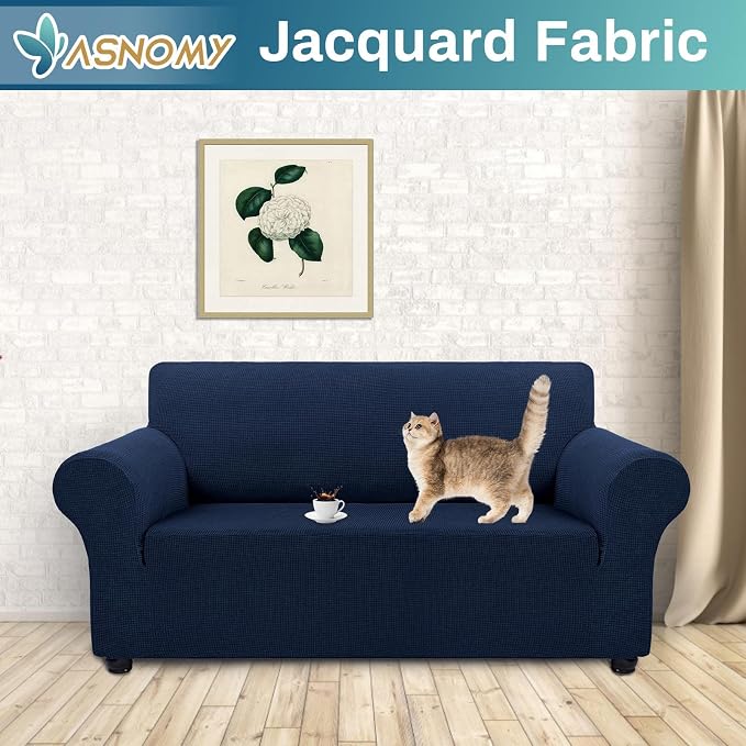 Asnomy Sofa Covers for 2 Cushion Couch Stretch loveseat Covers Slipcovers - Image 2
