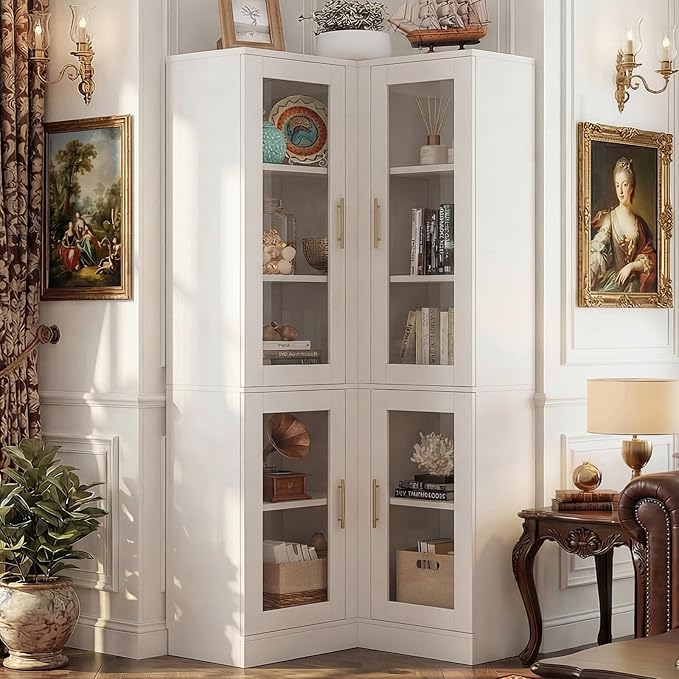 Armocity Corner Bookcase with Doors, 6-Tier Corner Book Shelf by Armocity