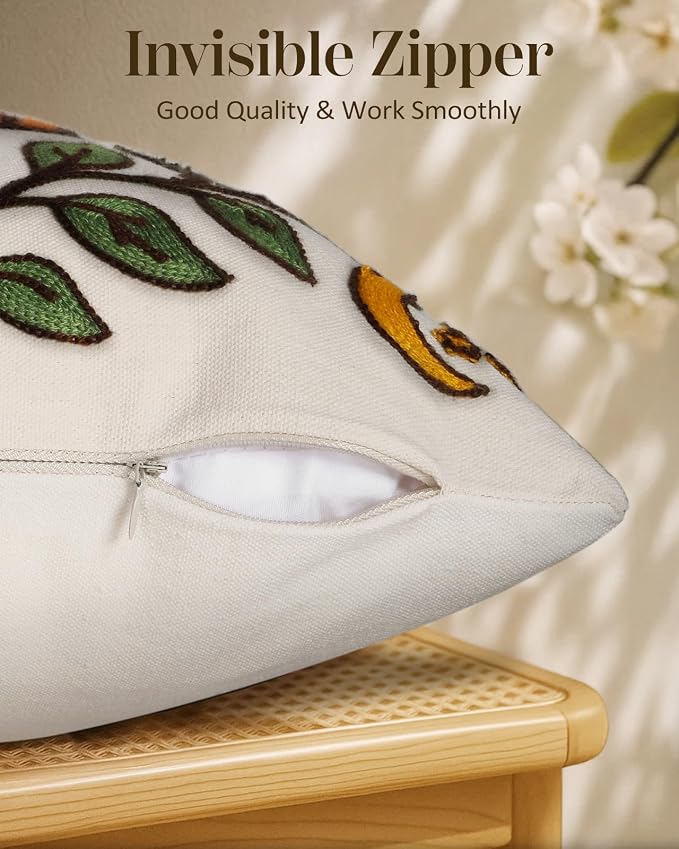Embroidered Throw Pillow Cover 20x20 Inch - Image 3